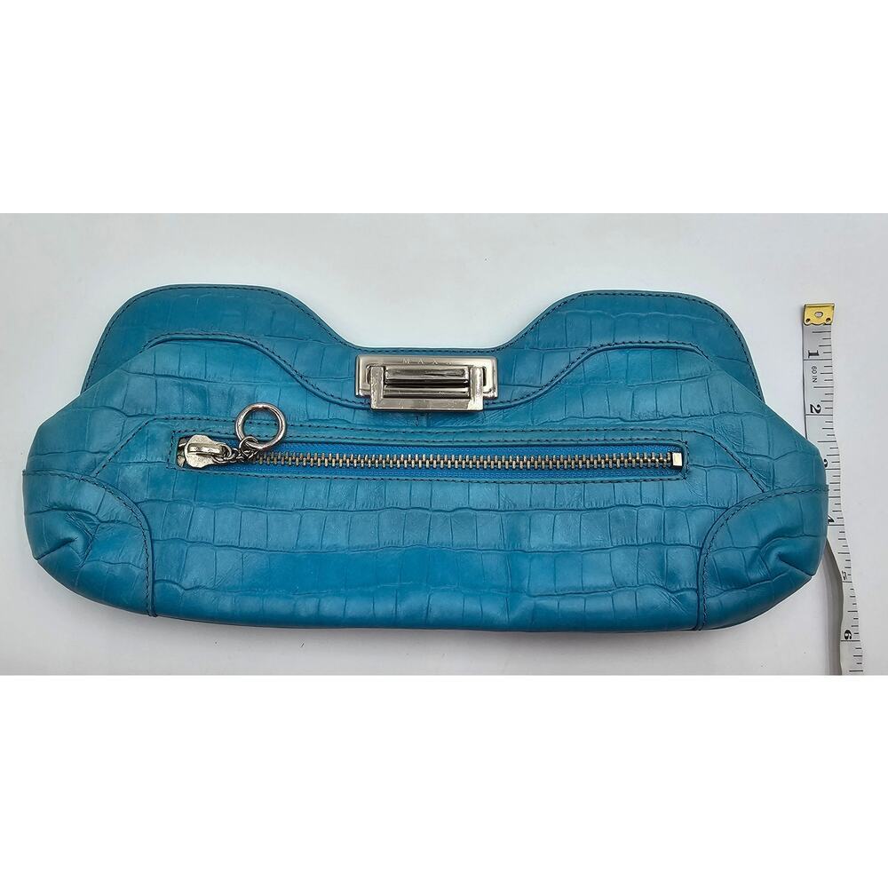 Maxx New York Blue Genuine Cow Embossed Leather Clutch - Picture 5 of 16